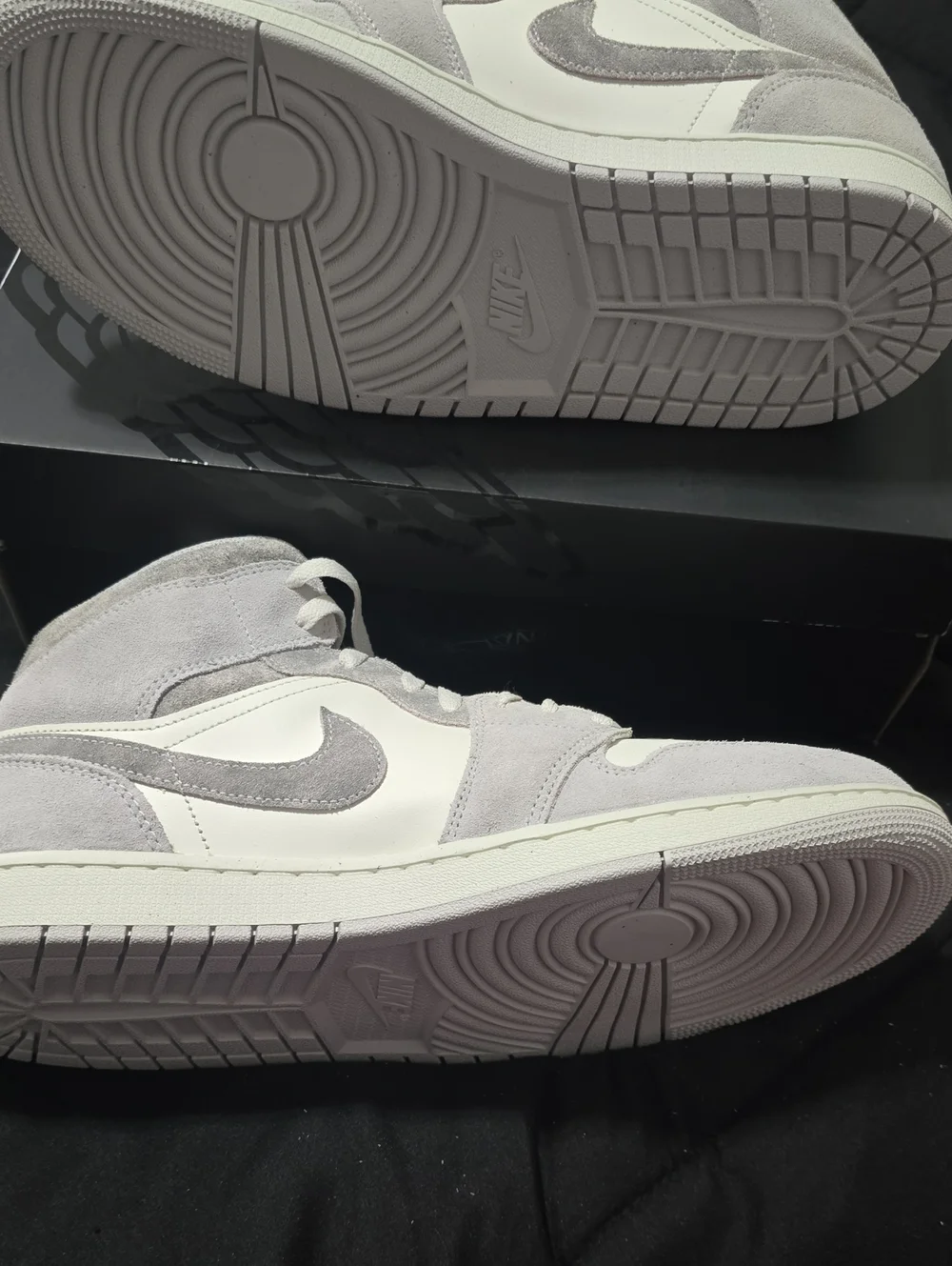 Jordan High Top Sneakers - White & Light Gray Suede